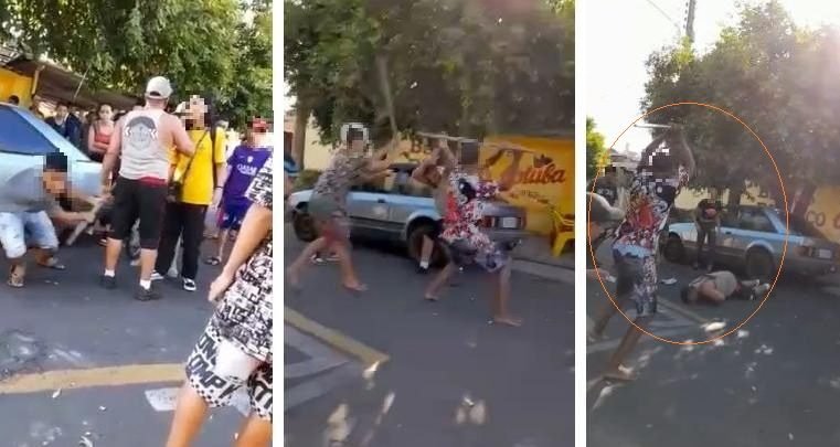 Pai é agredido a pauladas por adolescentes durante confusão na saída da escola do filho