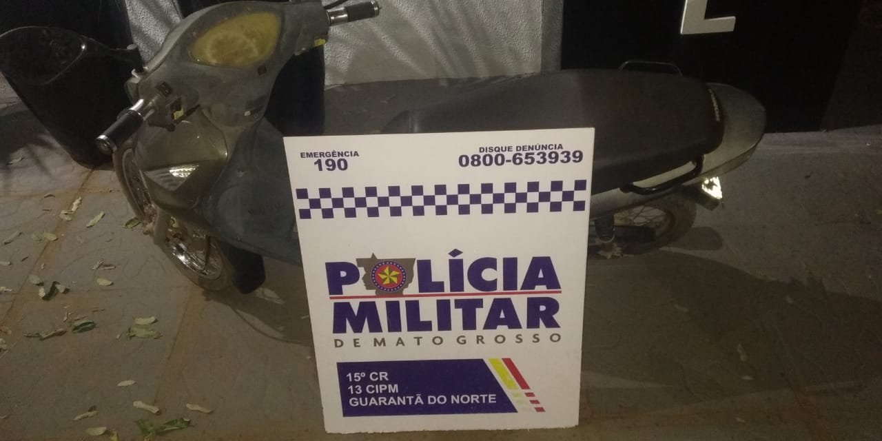 Motocicleta furtada é recuperada pela Polícia Militar em Guarantã do Norte