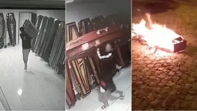 Homem rouba caixão e ateia fogo em frente a cemitério