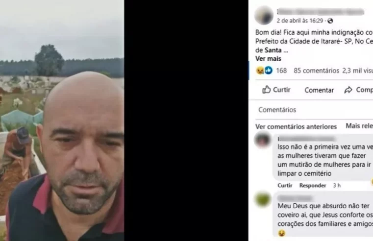 Por falta de funcionário em cemitério, irmãos abrem cova para enterrar o pai no interior de SP