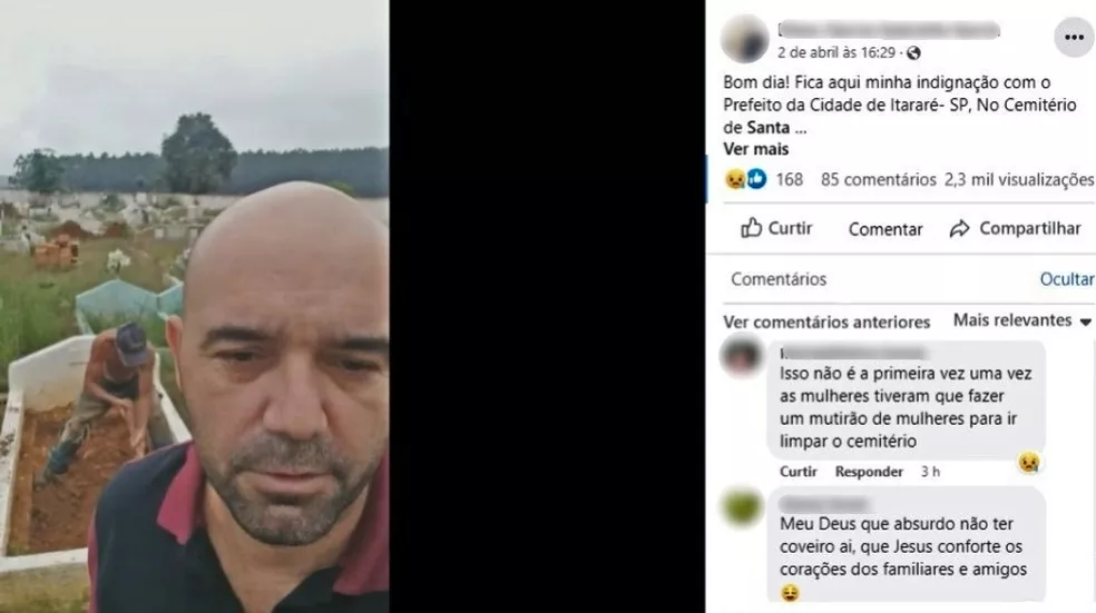 Por falta de funcionário em cemitério, irmãos abrem cova para enterrar o pai no interior de SP