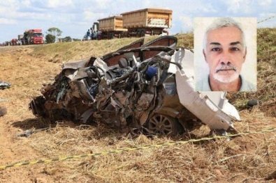Idoso morre em batida de carro e caminhões na BR-163 em MT