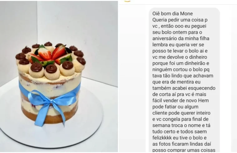 Cliente tenta devolver bolo para confeiteira e motivo surpreende: ‘Tão lindo que acharam que era de mentira’