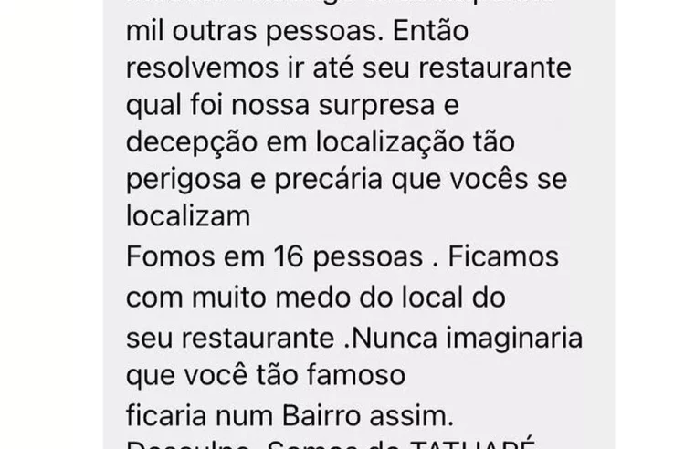 Chef de cozinha do ‘Mocotó’ rebate crítica de cliente sobre localização de restaurante na Zona Norte de SP e post viraliza