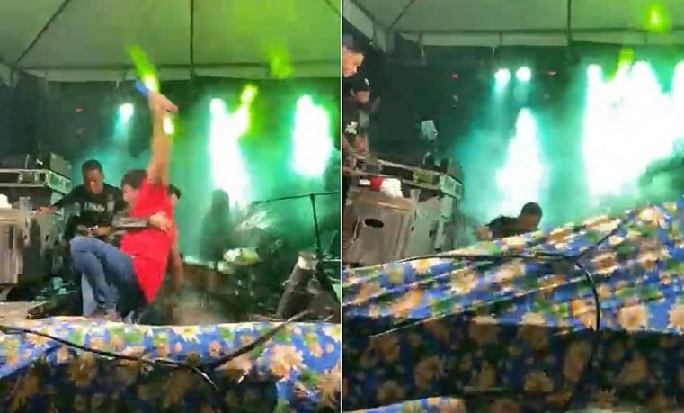 Palco desaba com banda durante festa junina na Bahia