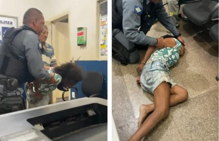 Policial militar “ora” para mulher em surto em delegacia de MT