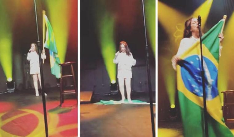 Bebel Gilberto pisa na bandeira do Brasil em show e pede desculpas