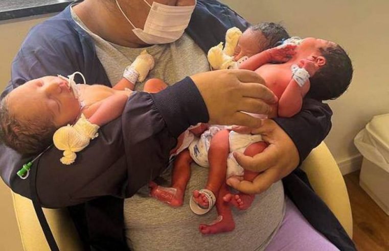 Mulher dá à luz trigêmeos 10 meses depois de ganhar gêmeos