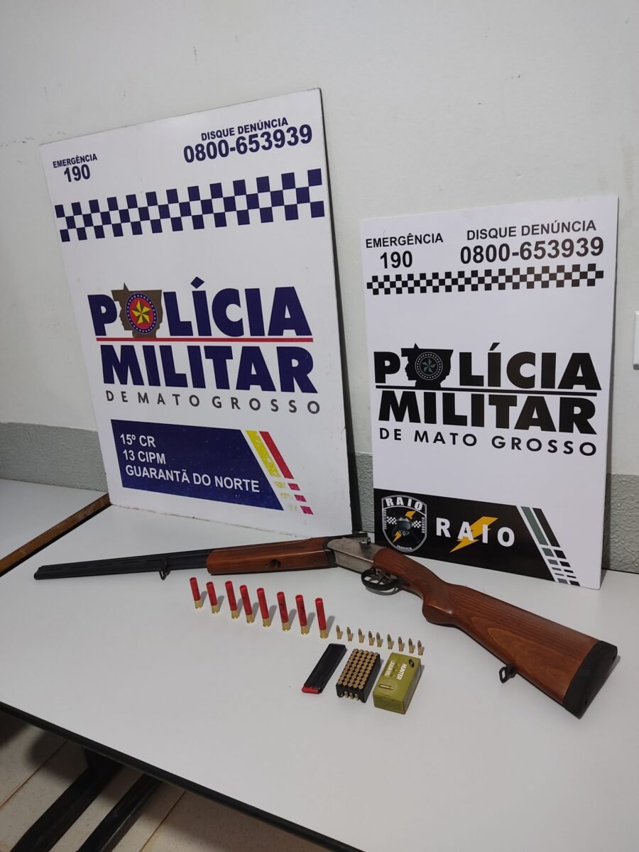 Equipe Raio da Polícia Militar prende jovem com arma e munições em Guarantã do Norte