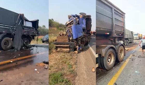 MT: quatro veículos de carga se envolvem em acidente na BR-163 em Diamantino