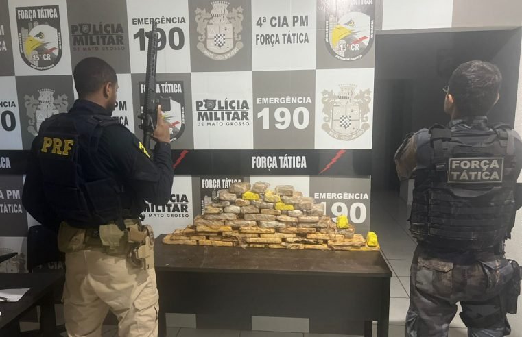 PRF e Força Tática apreende mais 36 tabletes de cocaína escondidos em veículo em Guarantã do Norte