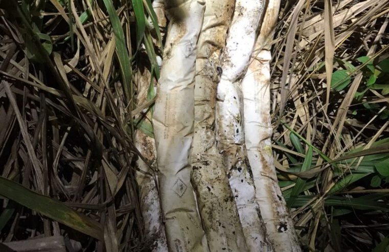 PM localiza 30kg de Emulsão Explosiva na beira de estrada em Guarantã do Norte