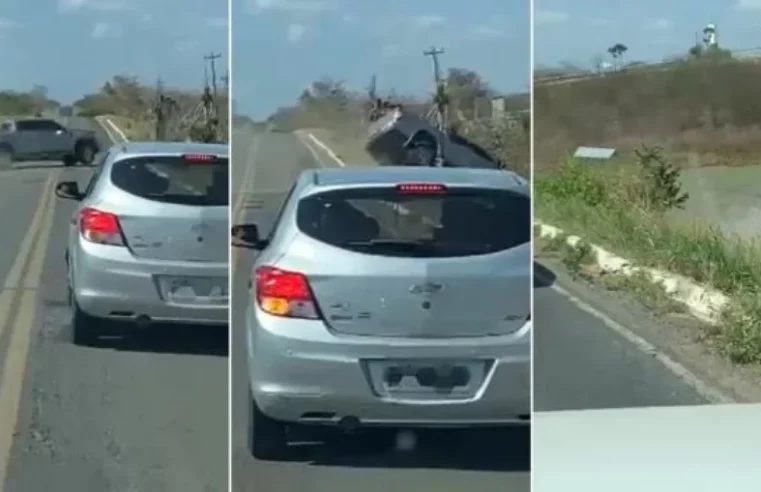 Padre cochila ao volante e cai com carro dentro de lago no Ceará