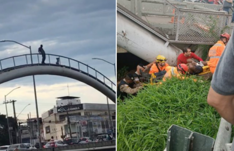 Homem pula de ponte em Juiz de Fora gritando ‘Exército, salve o Brasil’