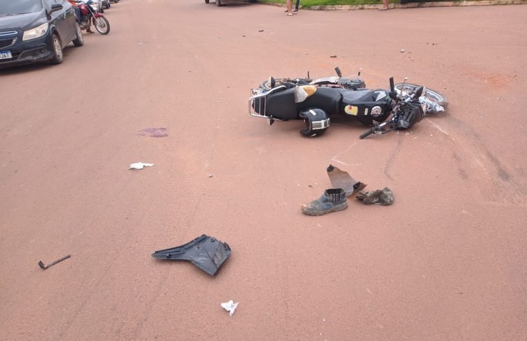 Motociclista fica em estado grave em colisão no cruzamento em Guarantã do Norte