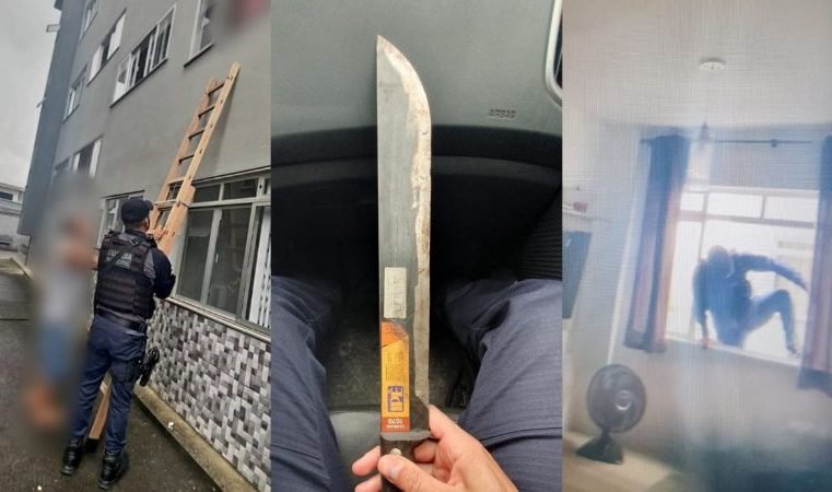 Grávida pede socorro pela janela após ser agredida e ameaçada com facão em Itajaí