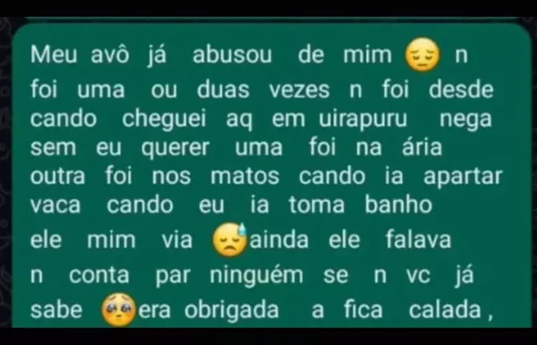 Adolescente denuncia por mensagem que foi estuprada pelo marido da avó e suspeito acaba preso em GO
