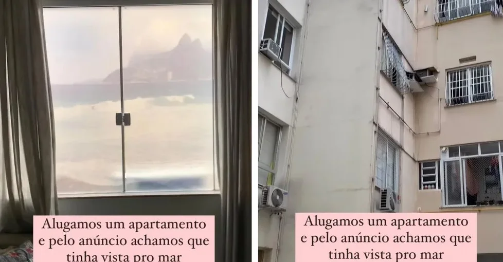 Paulista aluga imóvel no Rio pela vista da praia, mas encontra adesivo na janela