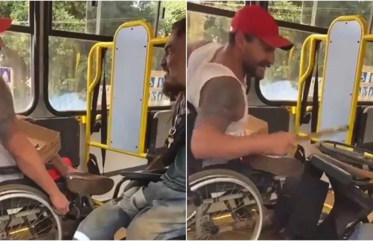 Cadeirantes brigam dentro de ônibus e um deles é derrubado em MS