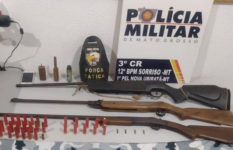 Força Tática prende suspeito de desmatamento de terras com espingardas e munições