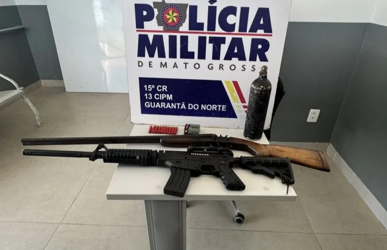 Armas são apreendidas na casa de suspeito de feminicídio em Guarantã do Norte