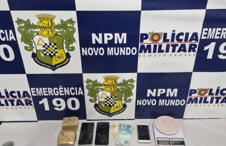 Casal é preso por tráfico de drogas em Novo Mundo; PM apreende 1,7 kg de maconha e cocaína