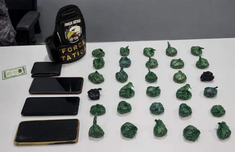 Força Tática apreende 18 porções de maconha e detém quatro suspeitos em Guarantã do Norte