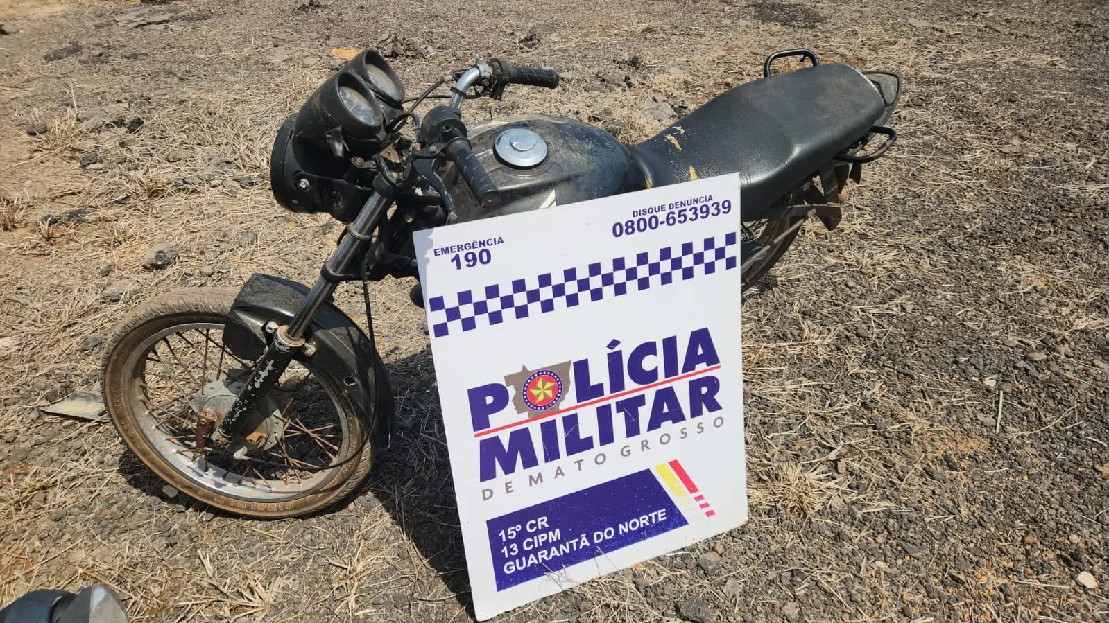 Motocicleta furtada é localizada escondida em área de pastagem na Linha 38, em Guarantã do Norte