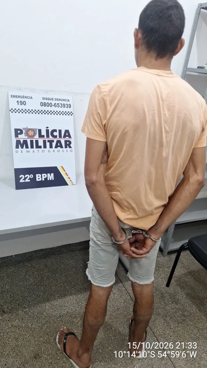 Homem com mandado de prisão por tráfico de drogas é preso na zona rural de Peixoto de Azevedo